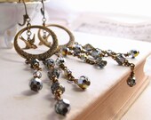Gypsy Chandelier earrings with metallic crystals and birds