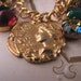Holiday jewelry CHRISTMAS charm bracelet  vintage rhinestones green red