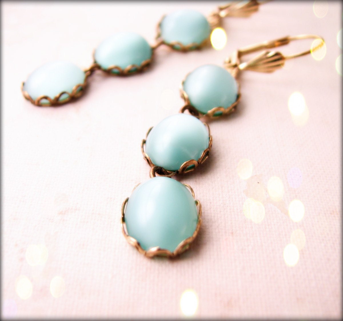 Summer jewelry aqua mint moonstone glass earrings