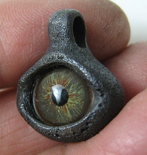 Eye Amulet Evil Eye Pendant Black Sterling Silver and Glass Eye