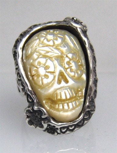 Engagement Sugar Skull Custom Memento Mori Ring