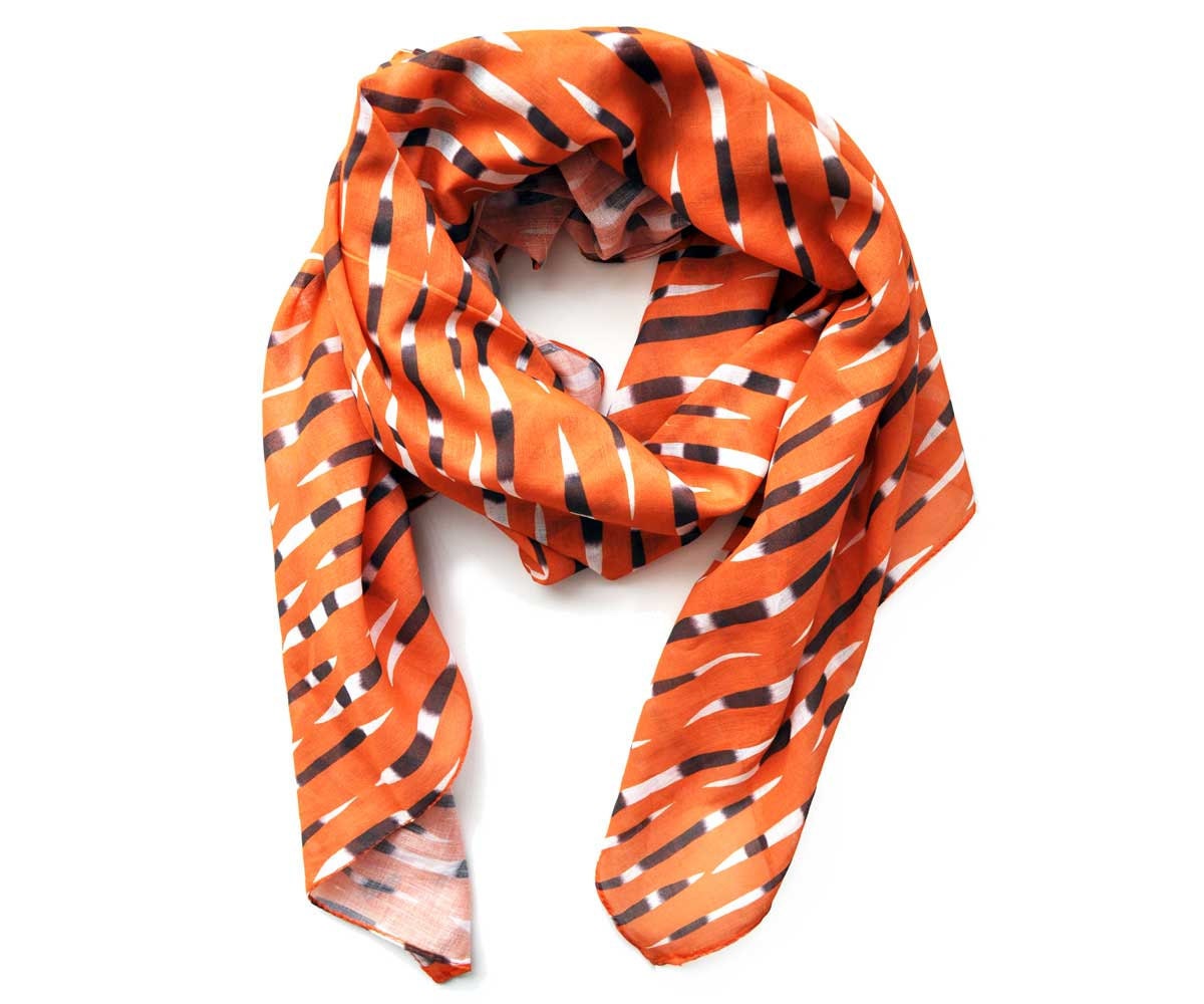 Porcupine Quills Scarf in Orange Gauzy Cotton - prettypennydesigns