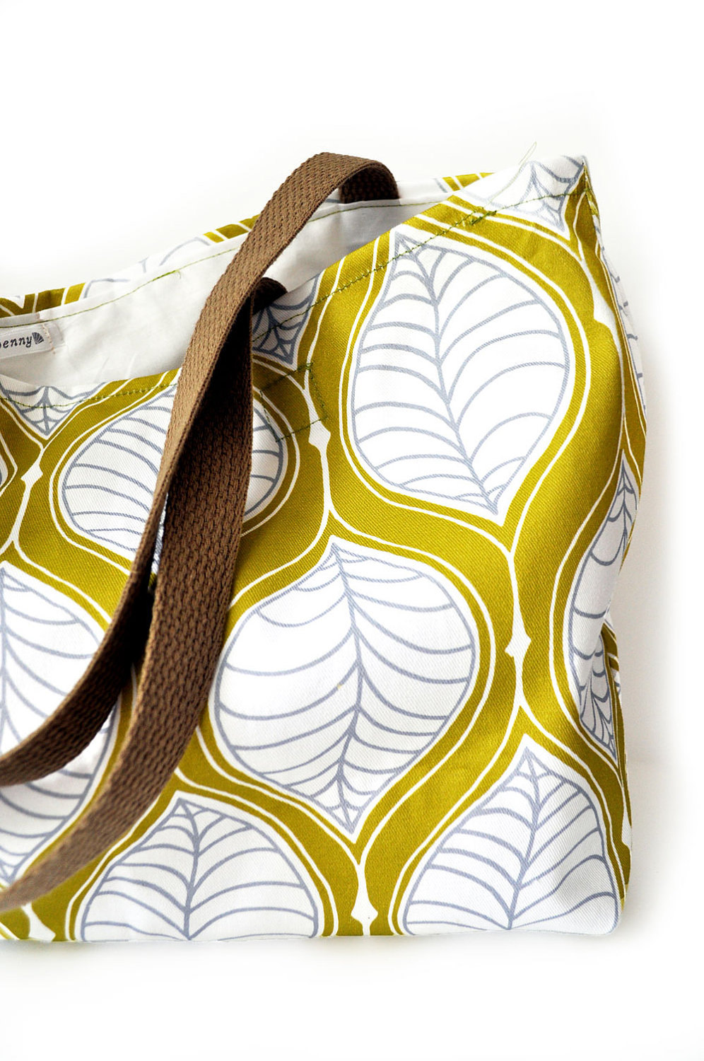 SALE Cotton Tote Bag with My Own Leaf Green Woodland Print