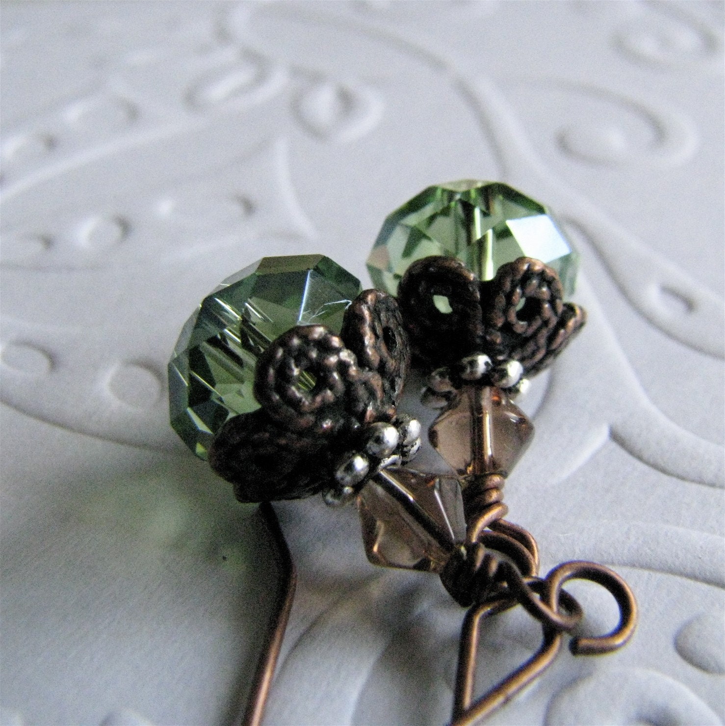 Peridot Green Crystal Earrings