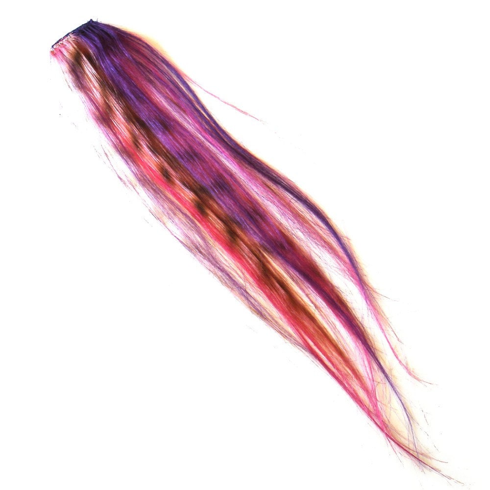 Vegan Hair Feathers - Feather-Inspired Human Hair Extensions - Pink and Purple - SALE 50% OFF
