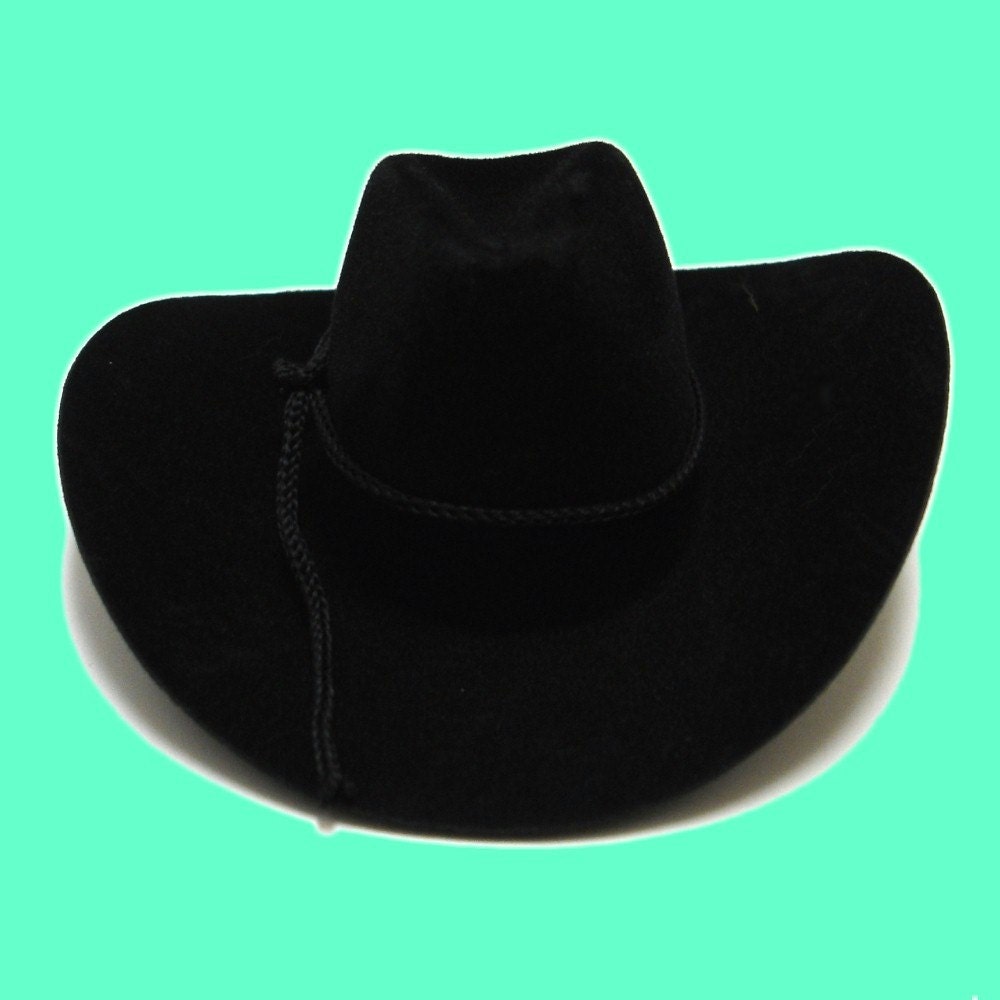 Mini Cowboy Hats - Black Miniature Felt Cowboy Hats - 12 PACK