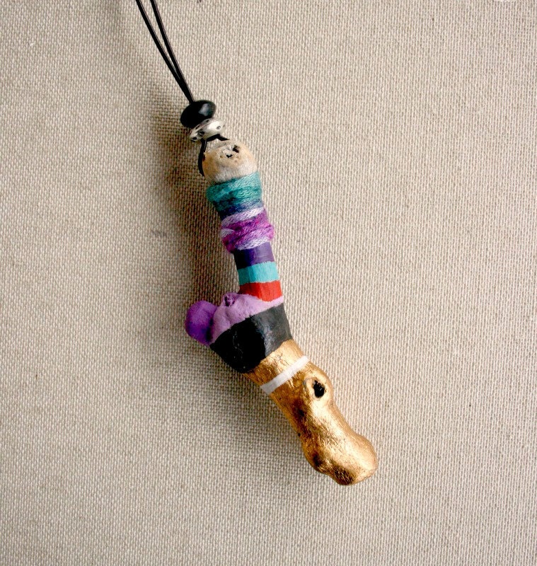 Driftwood. Geometric, stripes.Hand painted pendant. One of a kind. 04