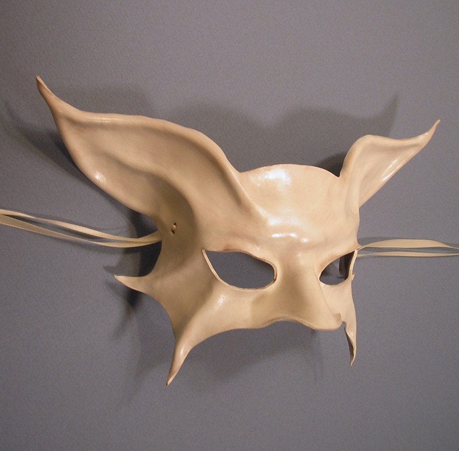 White Leather Mask, bat or a cat, creature, animal, fae