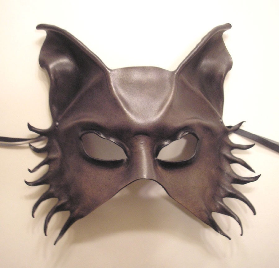 Leather Mask of a Wolf...or Dog...or Fox...Half Face Version...shaded grey with black