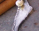 Guardian.....fine silver hand stamped personalized angel wing necklace