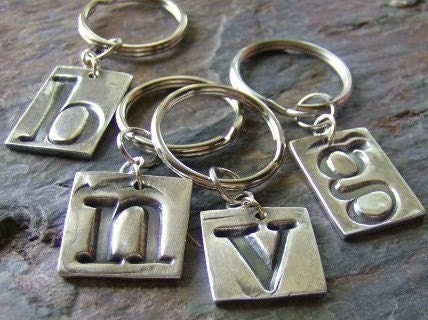 Fine silver initial keychain...............