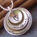 my cup over flows.... hand stamped cupped sterling silver family necklace