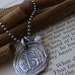 Vintage letters with pearl... hand stamped fine silver wax seal initial necklace