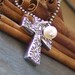 Antique cross... hand stamped fine silver and fresh water pearl cross necklace
