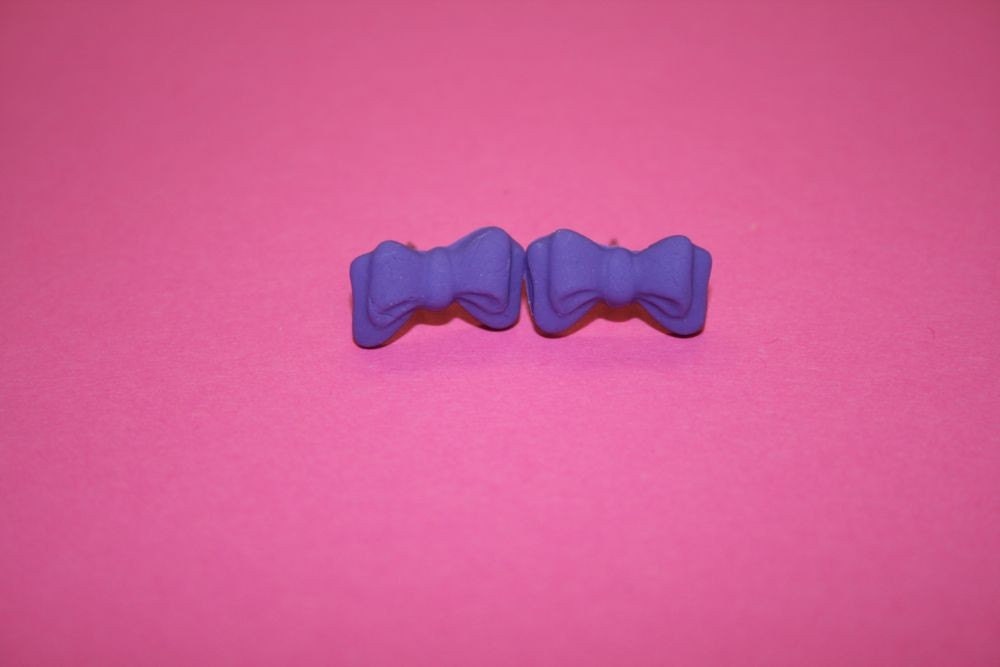 Tiny Purple Bow Studs