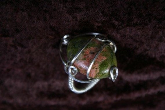 Ring Size 8 Unakite Delight in SS Wire