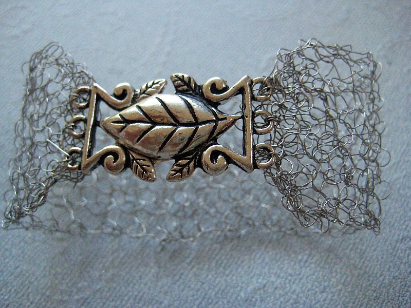 Knitted wire jewelry -A Cuff bracelet with knitted silver wire under 40 USD.