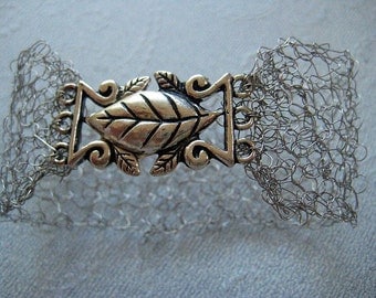 Knitted wire jewelry -A Cuff bracelet with knitted silver wire under 40 USD.
