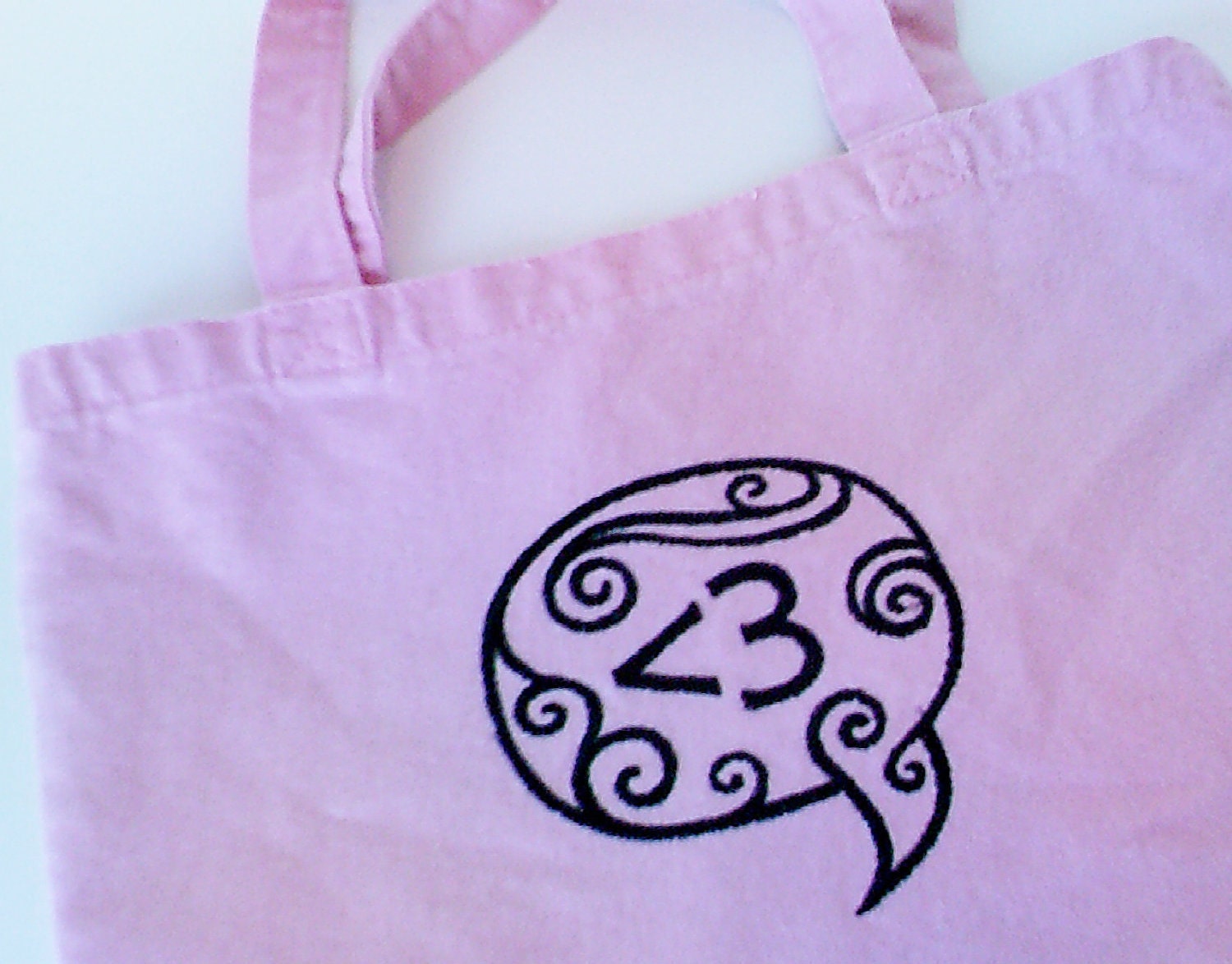 Text Love Heart Pink Canvas Embroiderd Tote