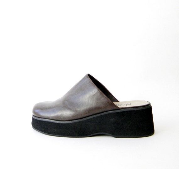 brown platform clogs