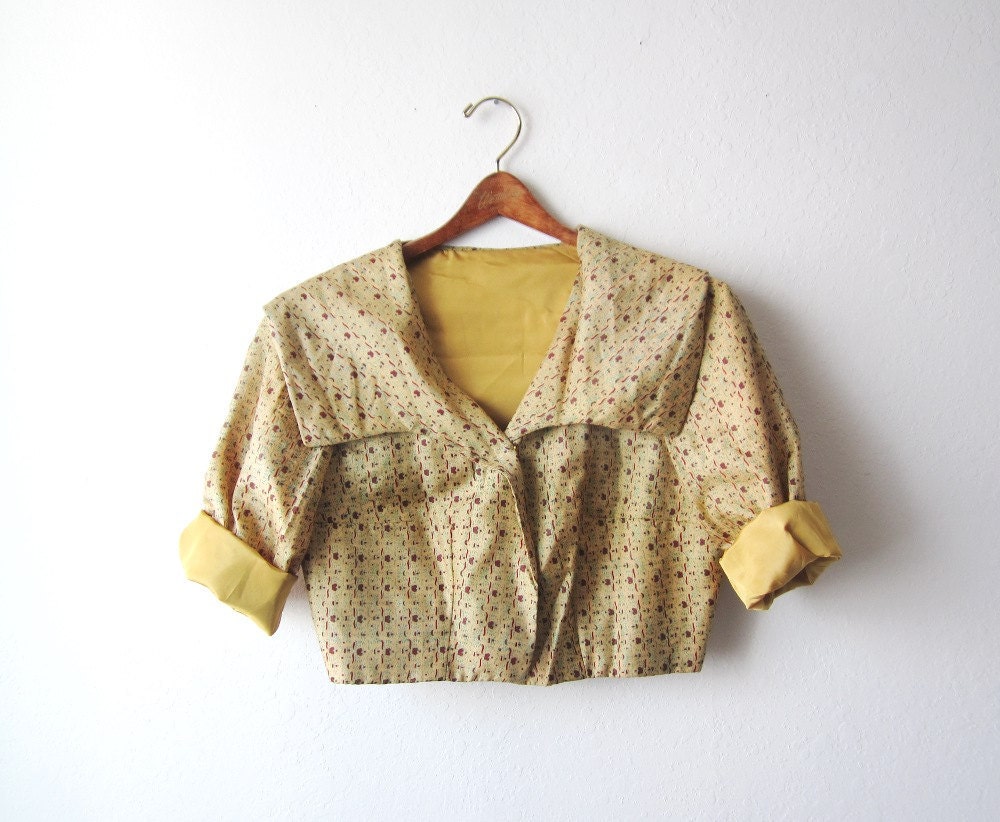 SALE - 1950s Peter Pan Collar Cropped Top