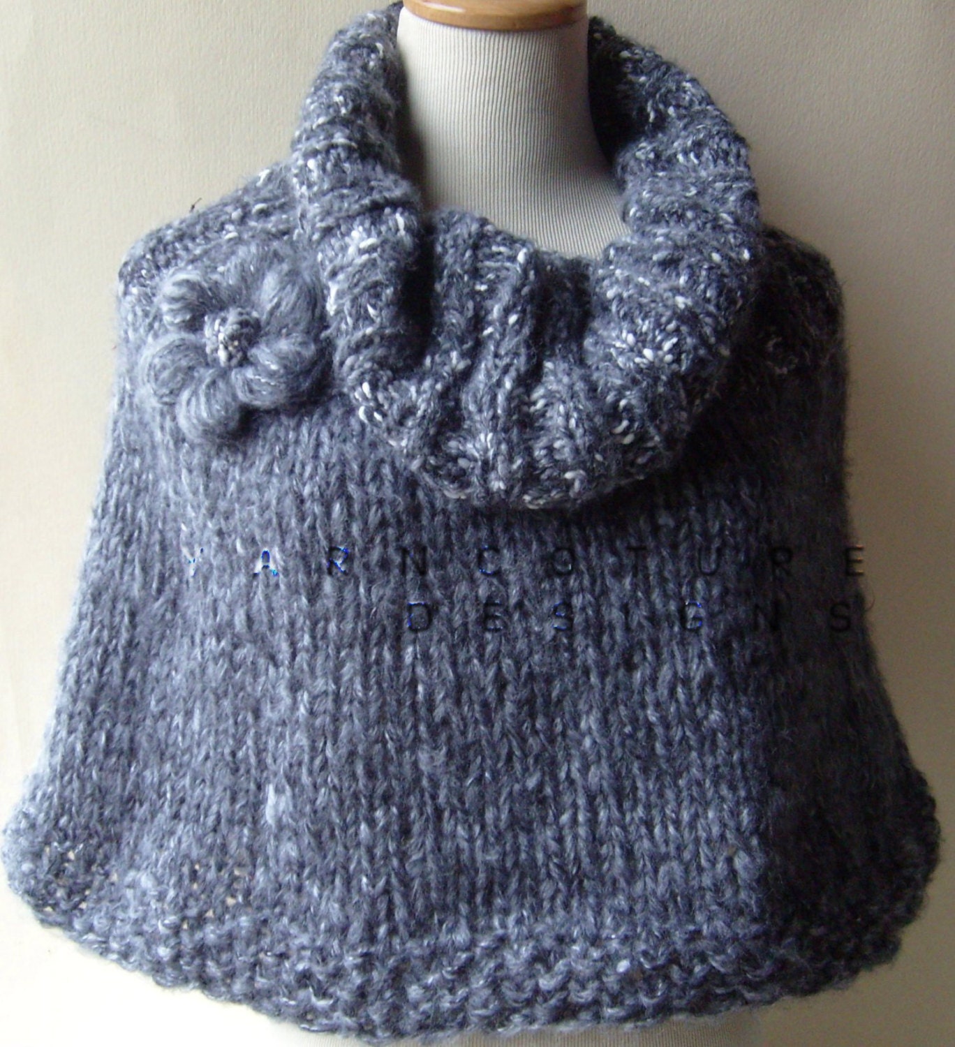 The Urban Girl Cowl Capelet In GORGEOUS GRAY - w/complimentary brooch / On Sale Now