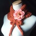 THE ORANGEY II- Knit Cowl/Neckwarmer With Crocheted Brooch- Soft and Snuggly In Burnt PUMPKIN ORANGE