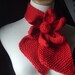 Vintage Inspired Ascot Necktie - LOTUS FLOWER DESIGN In Cherry RED / WIDER NECK DESIGN