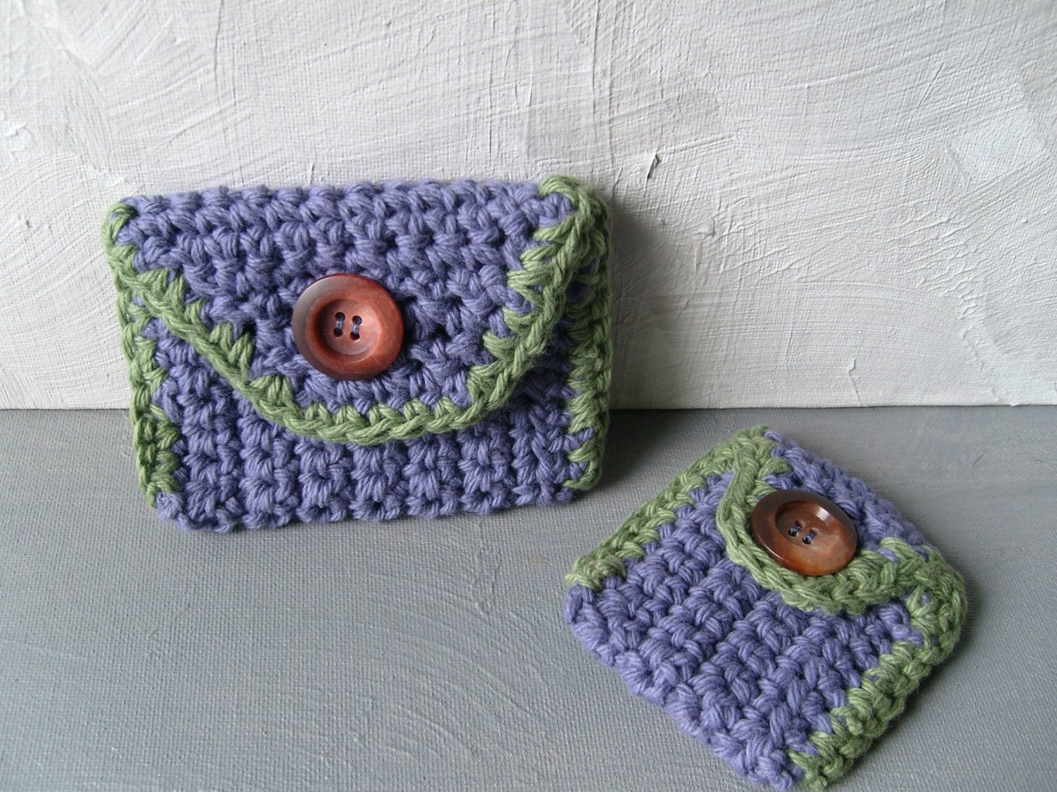 Credit Card Coin Purse / Business Card Holder Set In BLUE and GREEN