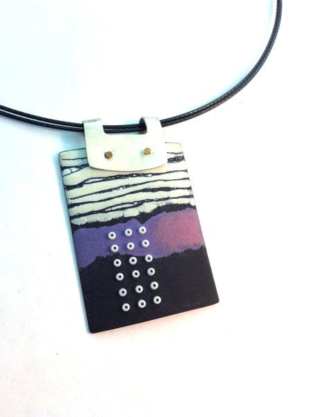 Sgraffito Enameled Pendant in Purple