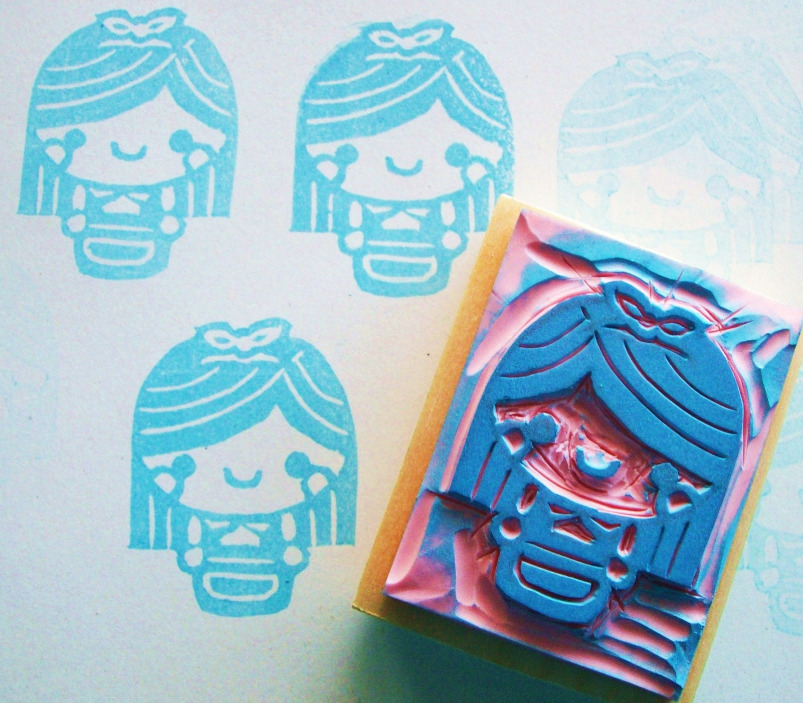 Alice in Wonderland - Hand Carved Mounted Stamp