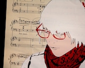 Clara Screen Print on Sheet Music