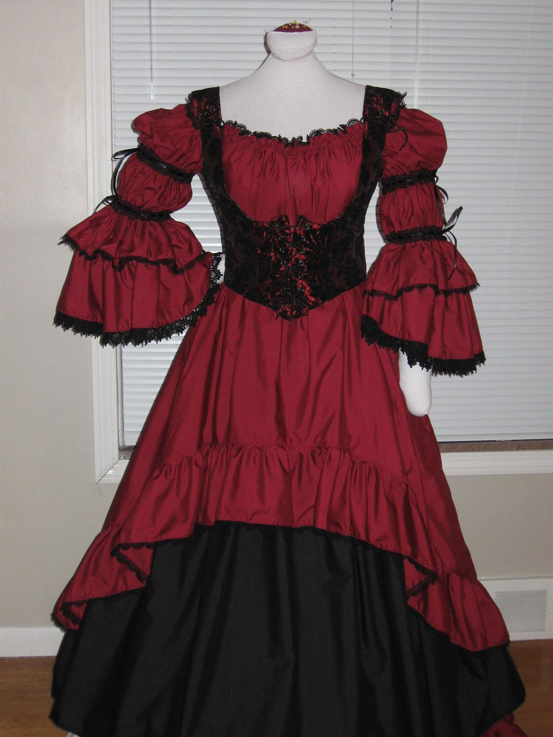 DDNJ Choose Fabric Burlesque Victorian Steampunk Style 3pc Plus Custom Made ANY Size Renaissance Goth Pirate Vampire Anime Cosplay LARP