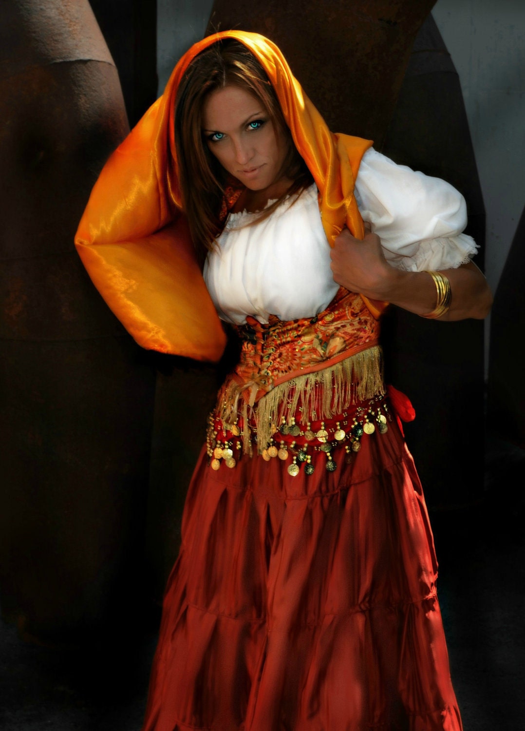 DDNJ Choose Fabrics 3pc Renaissance Gypsy Belly Dance Turkish Choli Wench  Cosplay Larp Anime Plus Custom Made ANY Size