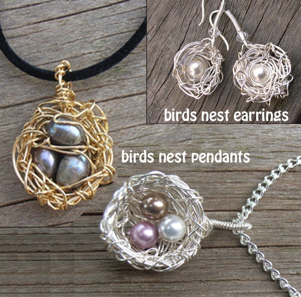 TUTORIAL Birds Nest Pendant  and Earrings Set . Jewelry Tutorial that you can make easily