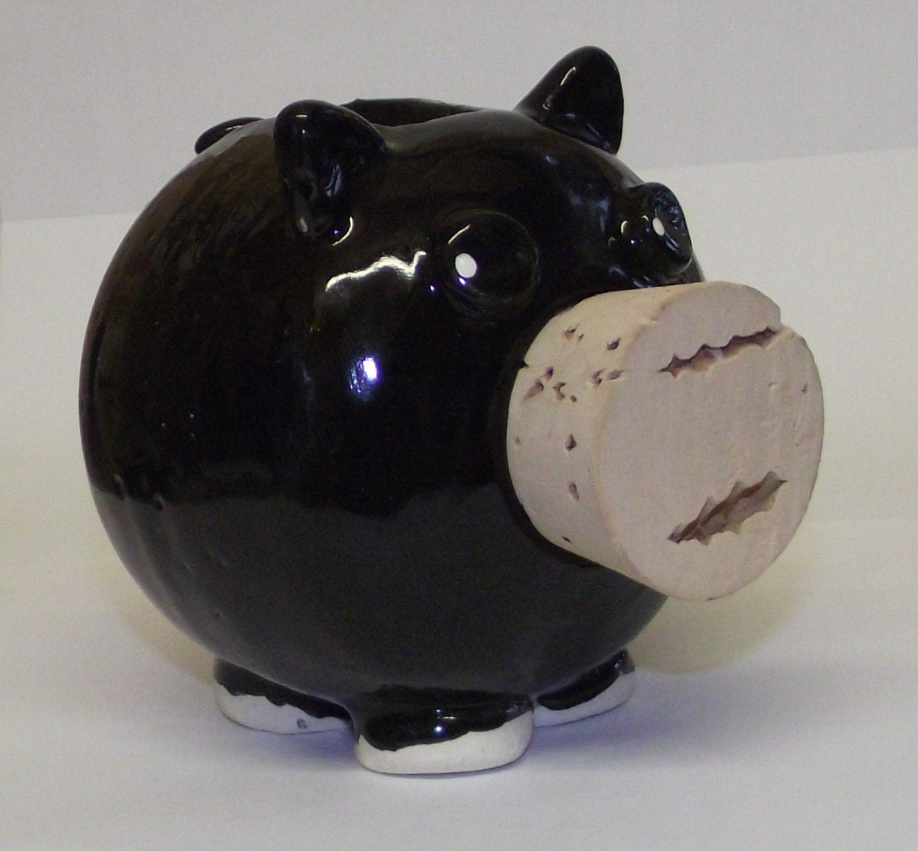 Shiny black piggy bank, medium, keep your toll money in something cute
