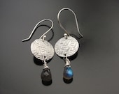 By the Light of the Silvery Moon - Fine silver and Labradorite Earrings