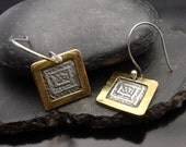 Gold Rush Earrings - Squarely Framed Fine silver and Gold Squares