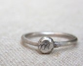 Organic Silver Monogram Initial Personalized Ring -- Free Shipping  -- Recycled Metal