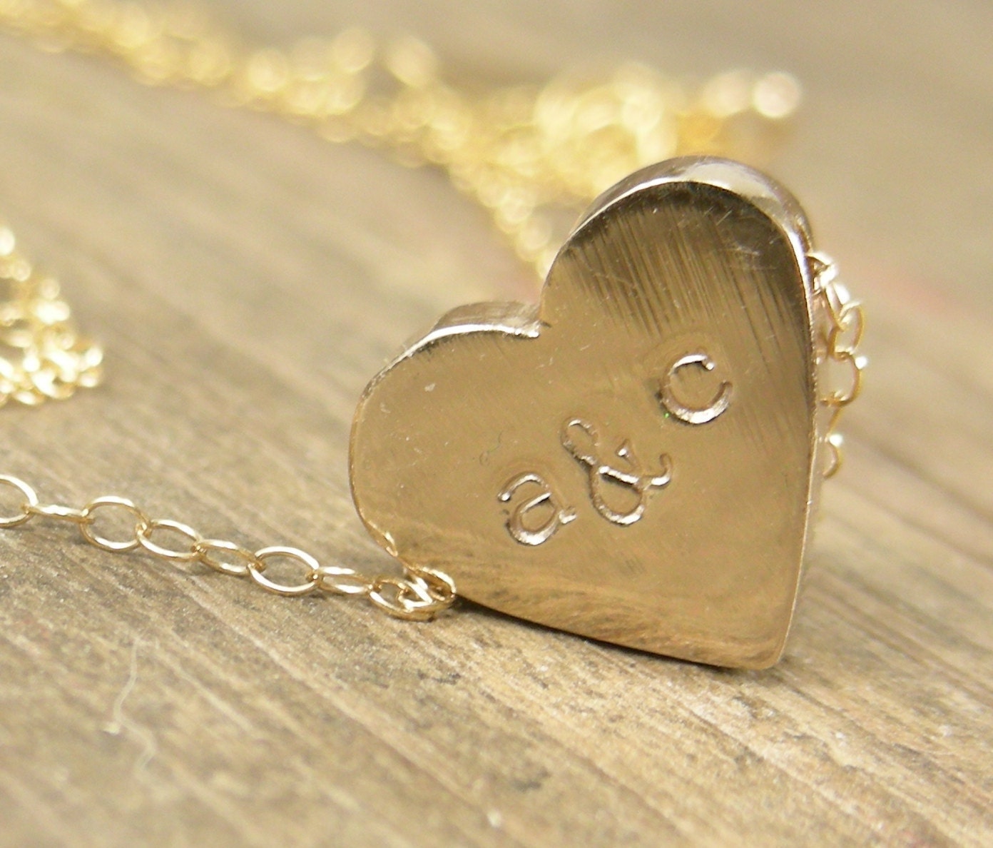 Personalized Heart Initial Necklace -  Heart Initial Jewelry Gold Plated Pewter