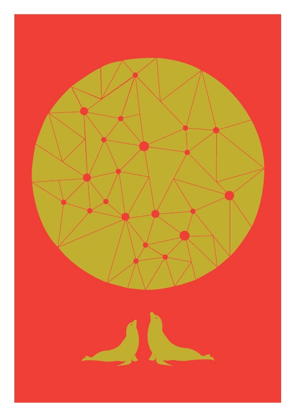 Sea Lions Print / Orange