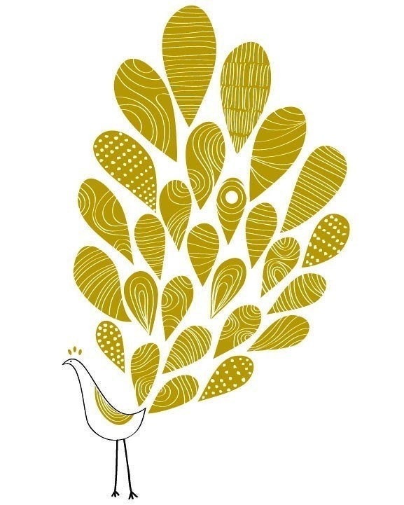 A Little Peacock Print Bird illustration Wedding Birthday Anniversary gift Home Wall decor Children decor kids art
