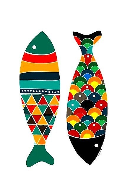 Colorful Fish Print Art Print Pop Art Wedding gift Kids room Children decor nursery art Birthday Gift Home Garden Decor