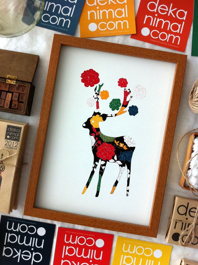 A Little flower Bird Print / Brown