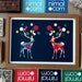 Lovely Deers/ Wedding Series / Turquoise and Red / Dark Navy Background