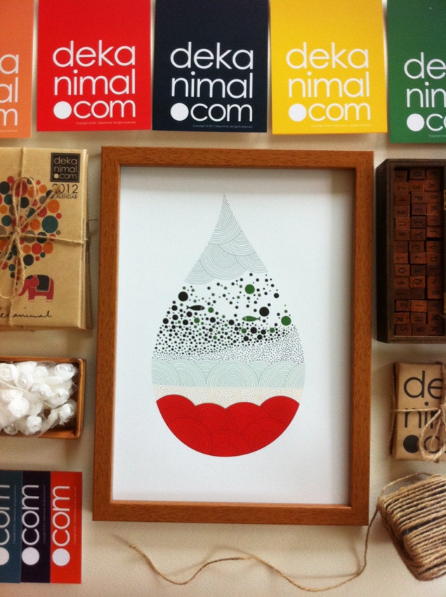 Water-drop / Aquarium Fish Illustration / Colorful Art Print