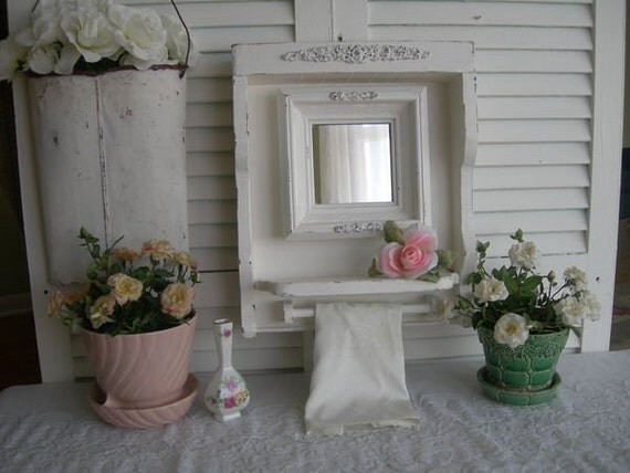 shabby chic old wood shelf with mirror towel by kittykittybowwow shabby chic old wood shelf with mirror towel by kittykittybowwow