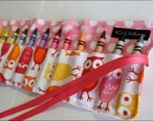 Pink Owls Crayon Roll-16 Crayola Crayons Included-Makes Great Gift or Stocking Stuffer or Organizer