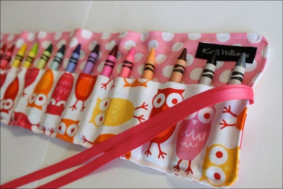 Pink Owls Crayon Roll-16 Crayola Crayons Included-Makes Great Gift or Stocking Stuffer or Organizer