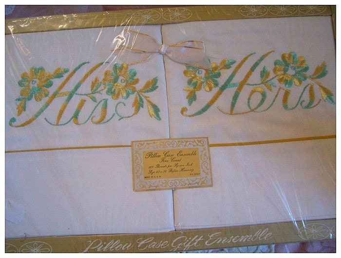 Vintage His and Hers Pillowcases